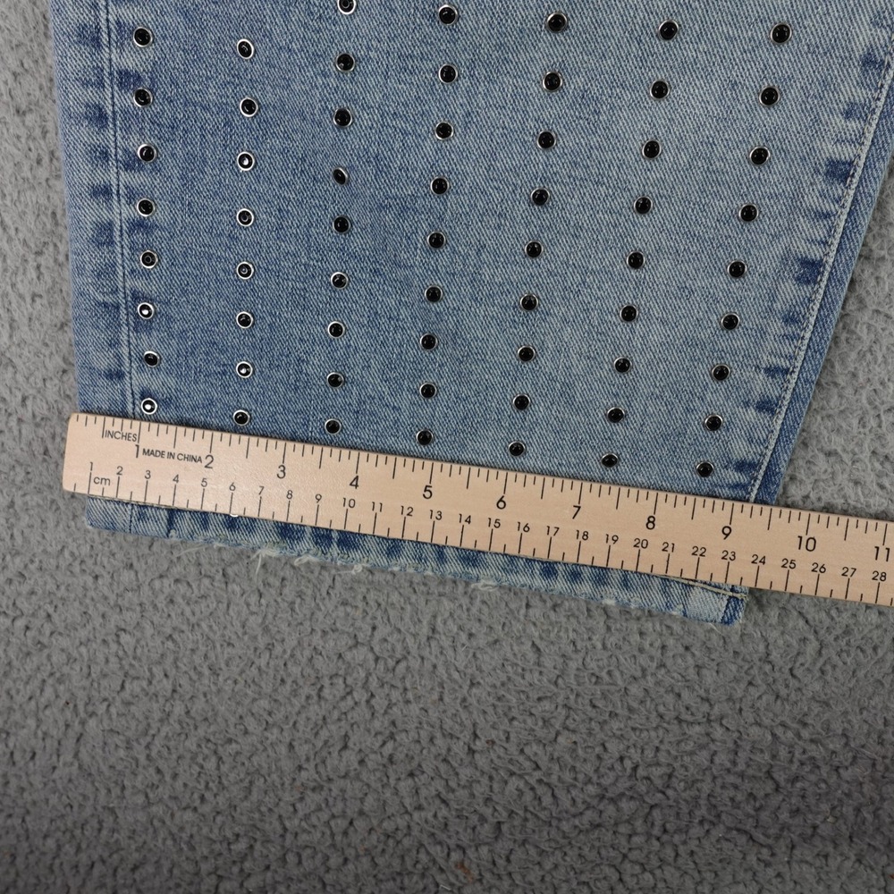 7 For All Mankind Jennifer Jeans Womens 27 Blue Studded High Rise Wide Leg - Picture 4 of 13